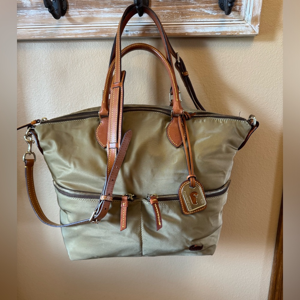 Dooney & Bourke Tan Nylon and Leather tote with crossbody